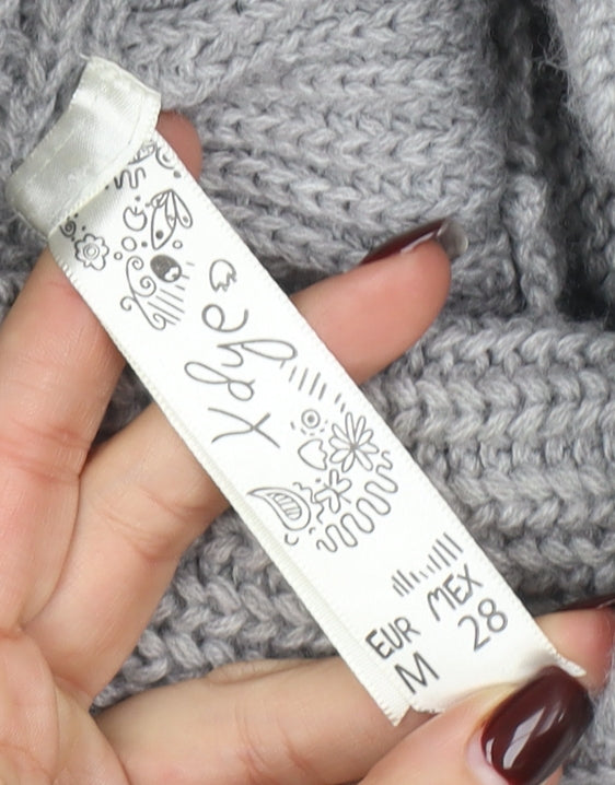 Xhye Womens Grey Acrylic Button Cardigan Jumper Size 10