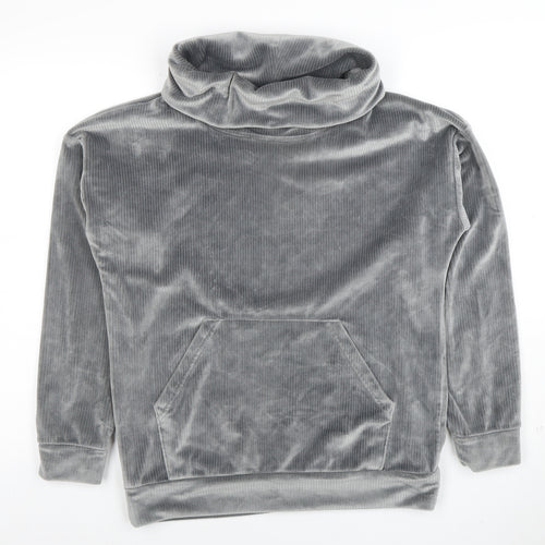 Nutmeg Womens Grey Velour Pullover Hoodie Size 8-10