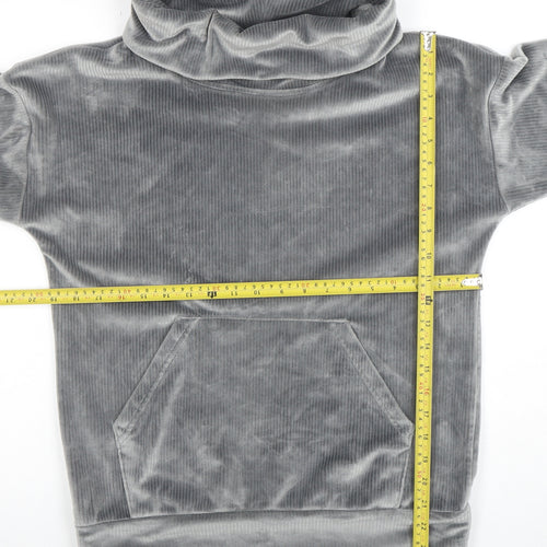 Nutmeg Womens Grey Velour Pullover Hoodie Size 8-10