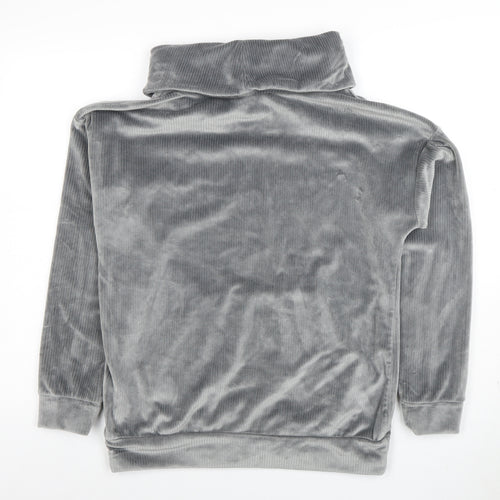 Nutmeg Womens Grey Velour Pullover Hoodie Size 8-10