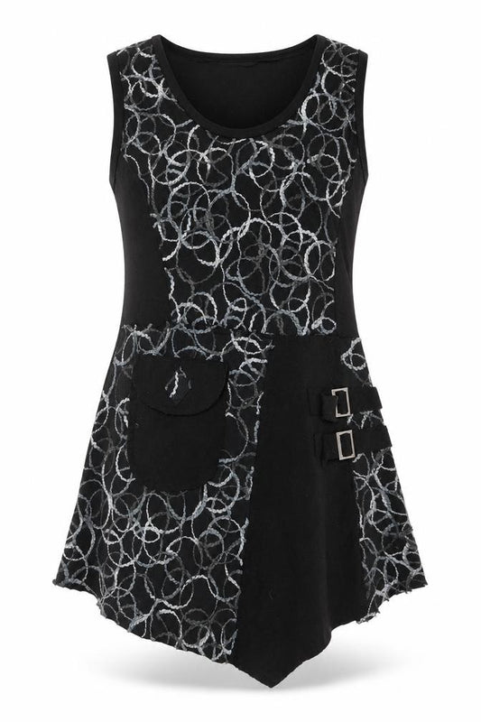 Front view of Apricot Women’s Black Geometric Lace Tank Dress L