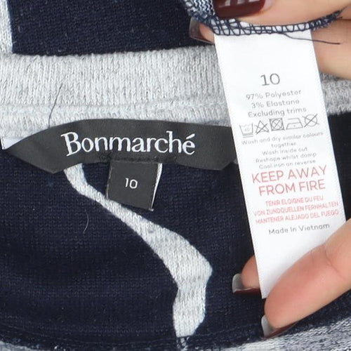 Bonmarche Women Blue Geometric Long Sleeve Pullover Jumper Size 10