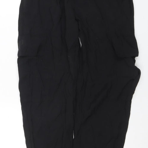 Zara Women Black S Jogger Trousers Elastic Waist Polyester Blend