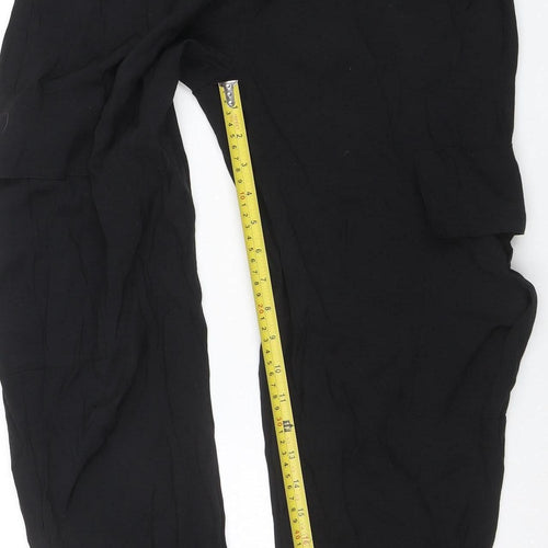 Zara Women Black S Jogger Trousers Elastic Waist Polyester Blend