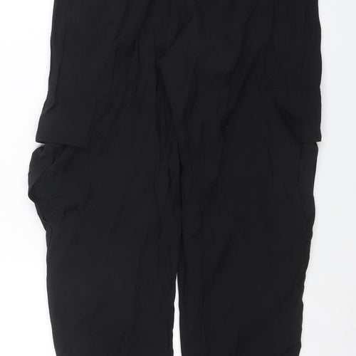 Zara Women Black S Jogger Trousers Elastic Waist Polyester Blend
