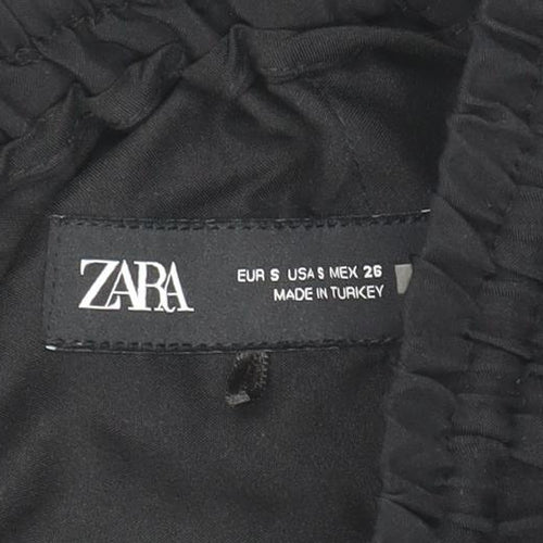 Zara Women Black S Jogger Trousers Elastic Waist Polyester Blend