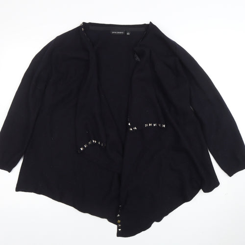 James Lakeland Women Black Studded Open Knit Cardigan Size 18