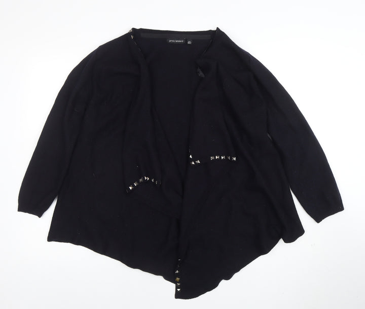 James Lakeland Women Black Studded Open Knit Cardigan Size 18