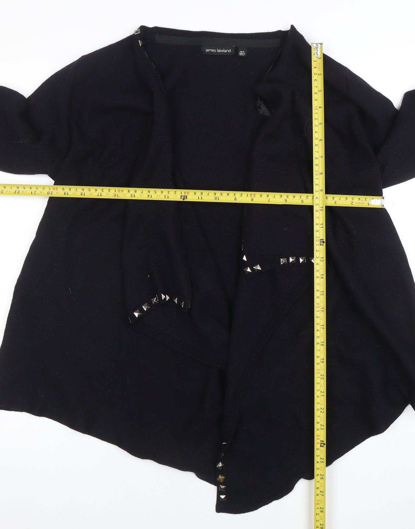 James Lakeland Women Black Studded Open Knit Cardigan Size 18