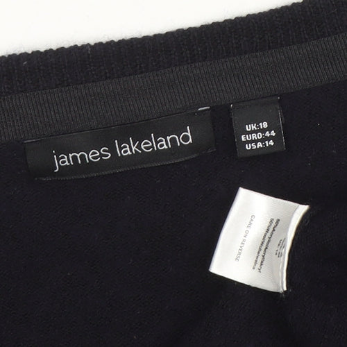 James Lakeland Women Black Studded Open Knit Cardigan Size 18
