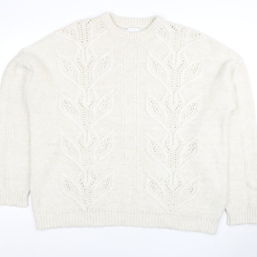 ASOS Men’s Ivory Cable-Knit Crew Neck Pullover Jumper L