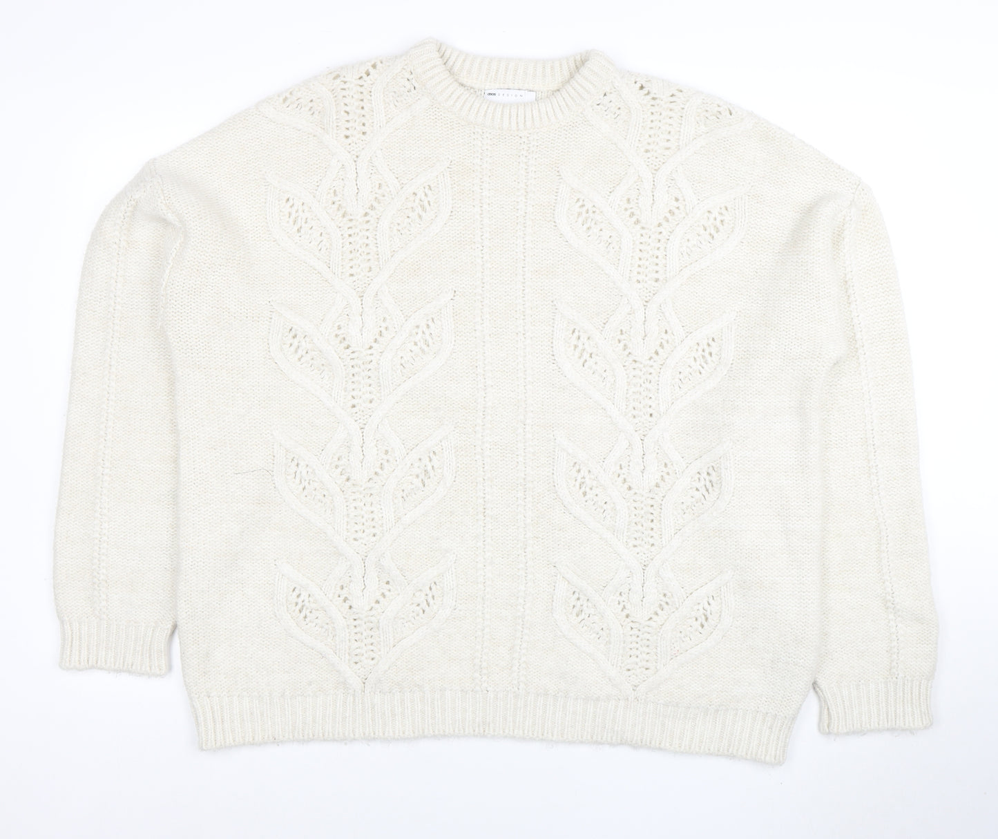 ASOS Men’s Ivory Cable-Knit Crew Neck Pullover Jumper L