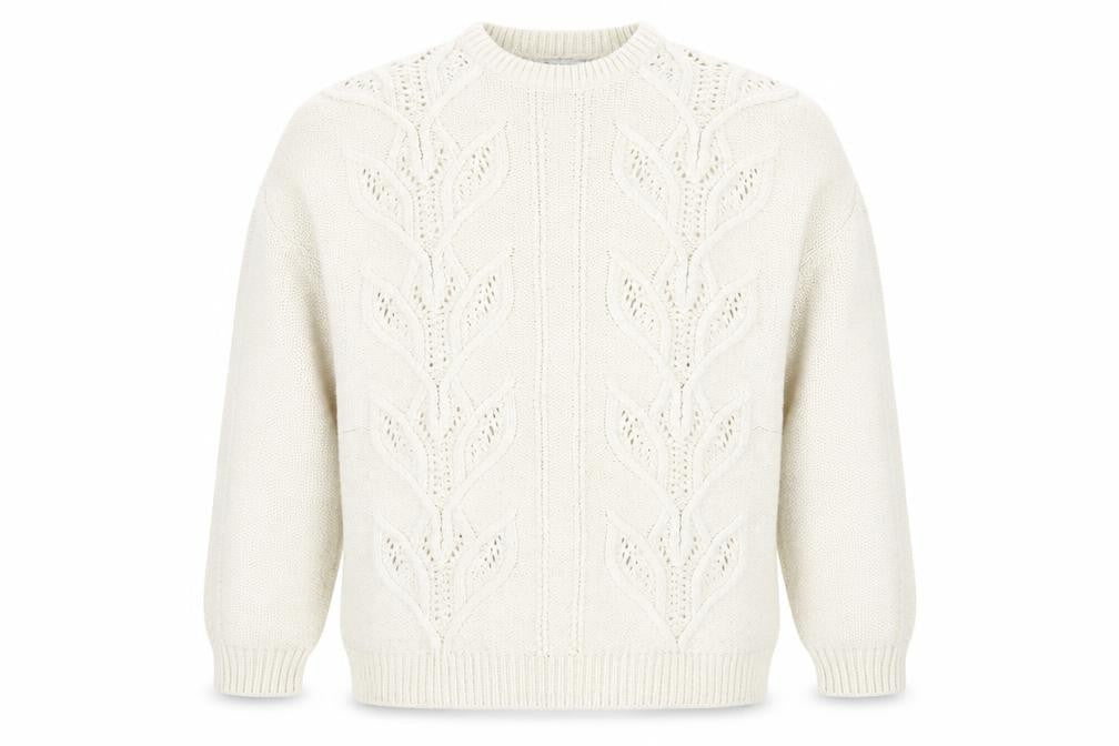 Front view of ASOS Men’s Ivory Cable-Knit Crew Neck jumper L