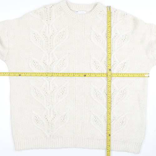 ASOS Men’s Ivory Cable-Knit Crew Neck Pullover Jumper L