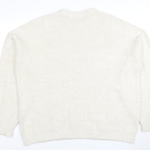 ASOS Men’s Ivory Cable-Knit Crew Neck Pullover Jumper L