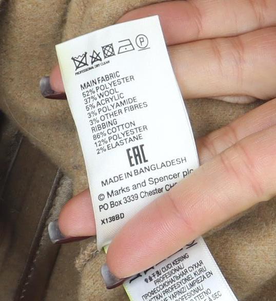 Marks and Spencer Women’s Beige Wool Blend Zip Cape Jacket M