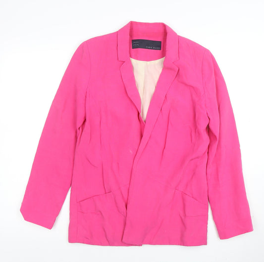 Zara Basic Women Pink Woven Blazer Jacket Size S