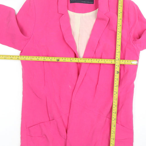 Zara Basic Women Pink Woven Blazer Jacket Size S