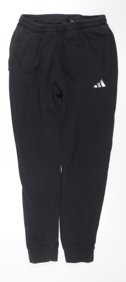 Adidas Men Black M Jogger Trousers Cotton Blend Regular Fit