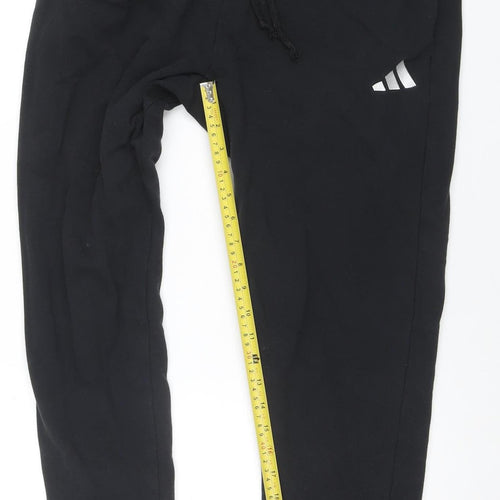 Adidas Men Black M Jogger Trousers Cotton Blend Regular Fit