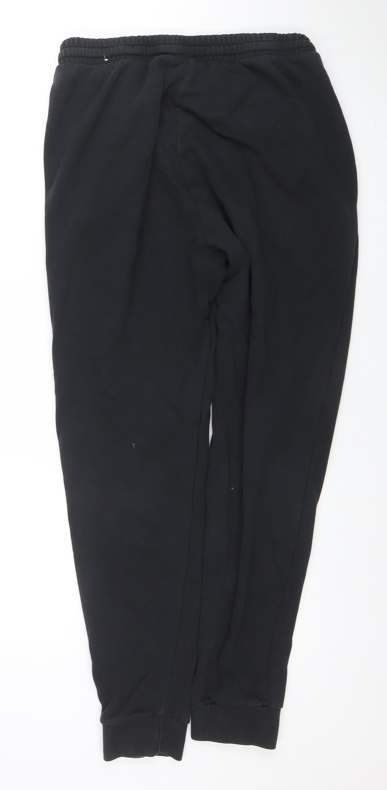 Adidas Men Black M Jogger Trousers Cotton Blend Regular Fit