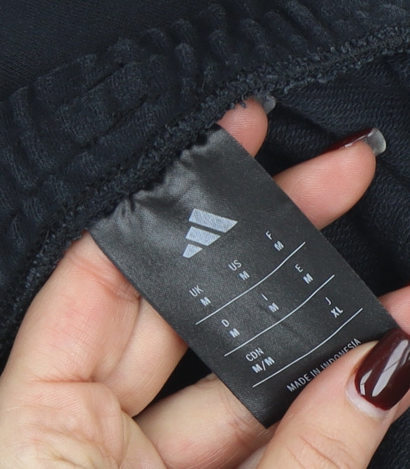 Adidas Men Black M Jogger Trousers Cotton Blend Regular Fit