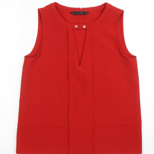 ZARA BASIC Women's Red Sleeveless Blouse Size S