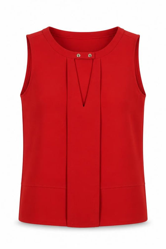 Front view of Zara BASIC Women's Red Sleeveless Blouse, size S