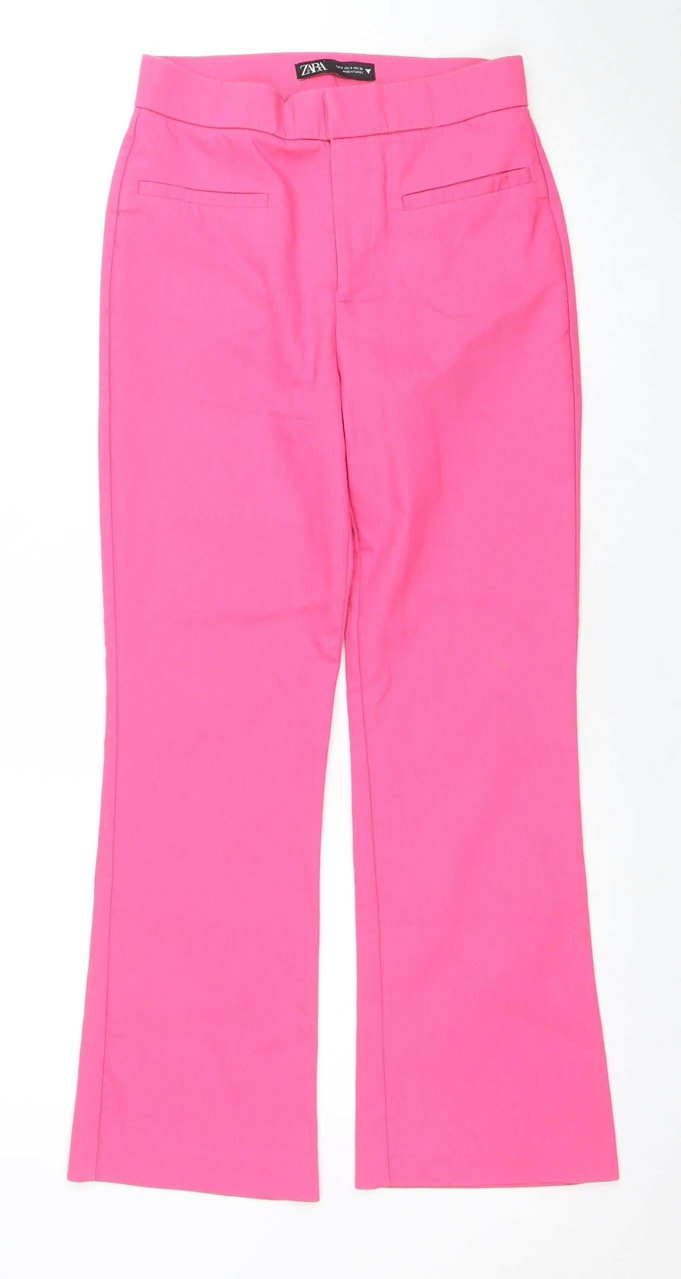 Zara Women's Pink Slim Fit Stretch Trousers Size S