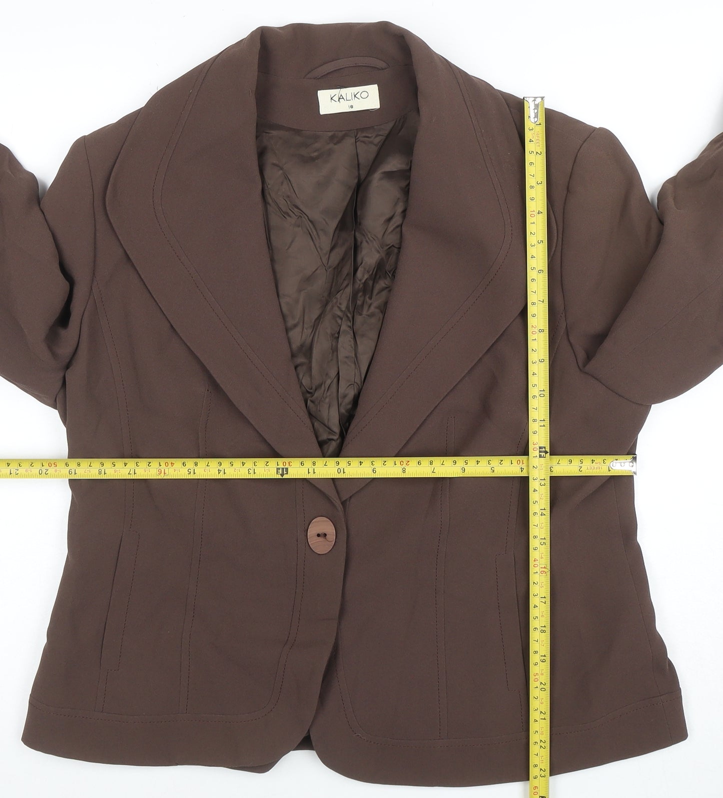 Kaliko Womens Brown Size 18 Classic Single Breasted Blazer Jacket