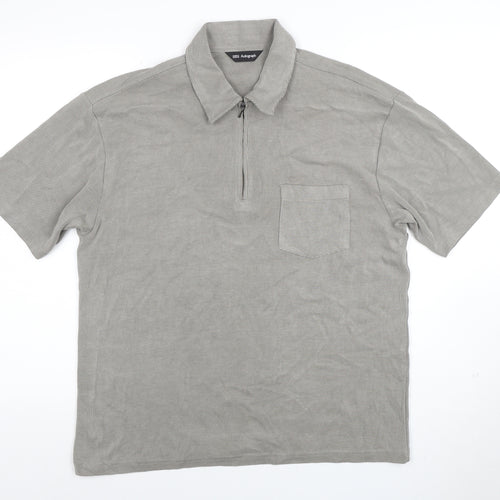 Marks and Spencer Men’s Grey 1/4 Zip Polo Shirt Size S Regular Fit