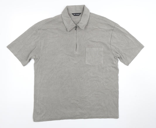 Marks and Spencer Men’s Grey 1/4 Zip Polo Shirt Size S Regular Fit