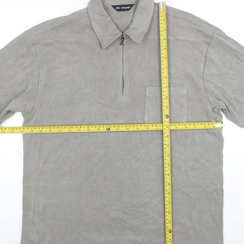 Marks and Spencer Men’s Grey 1/4 Zip Polo Shirt Size S Regular Fit