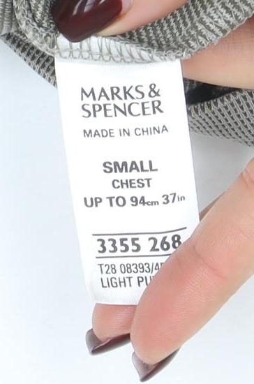Marks and Spencer Men’s Grey 1/4 Zip Polo Shirt Size S Regular Fit
