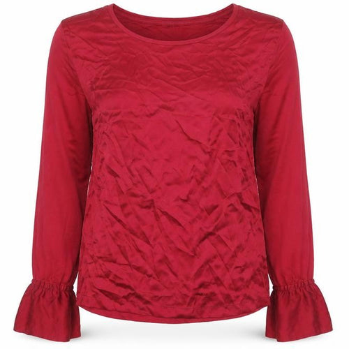 Jigsaw Women’s Red Silk Trim Long Sleeve Tunic Blouse Size S