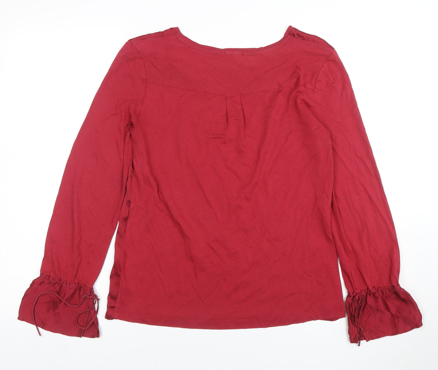 Jigsaw Women’s Red Silk Trim Long Sleeve Tunic Blouse Size S