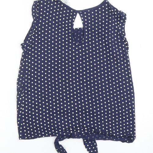 Look Women's Blue Polka Dot Sleeveless Cropped Blouse Size 8
