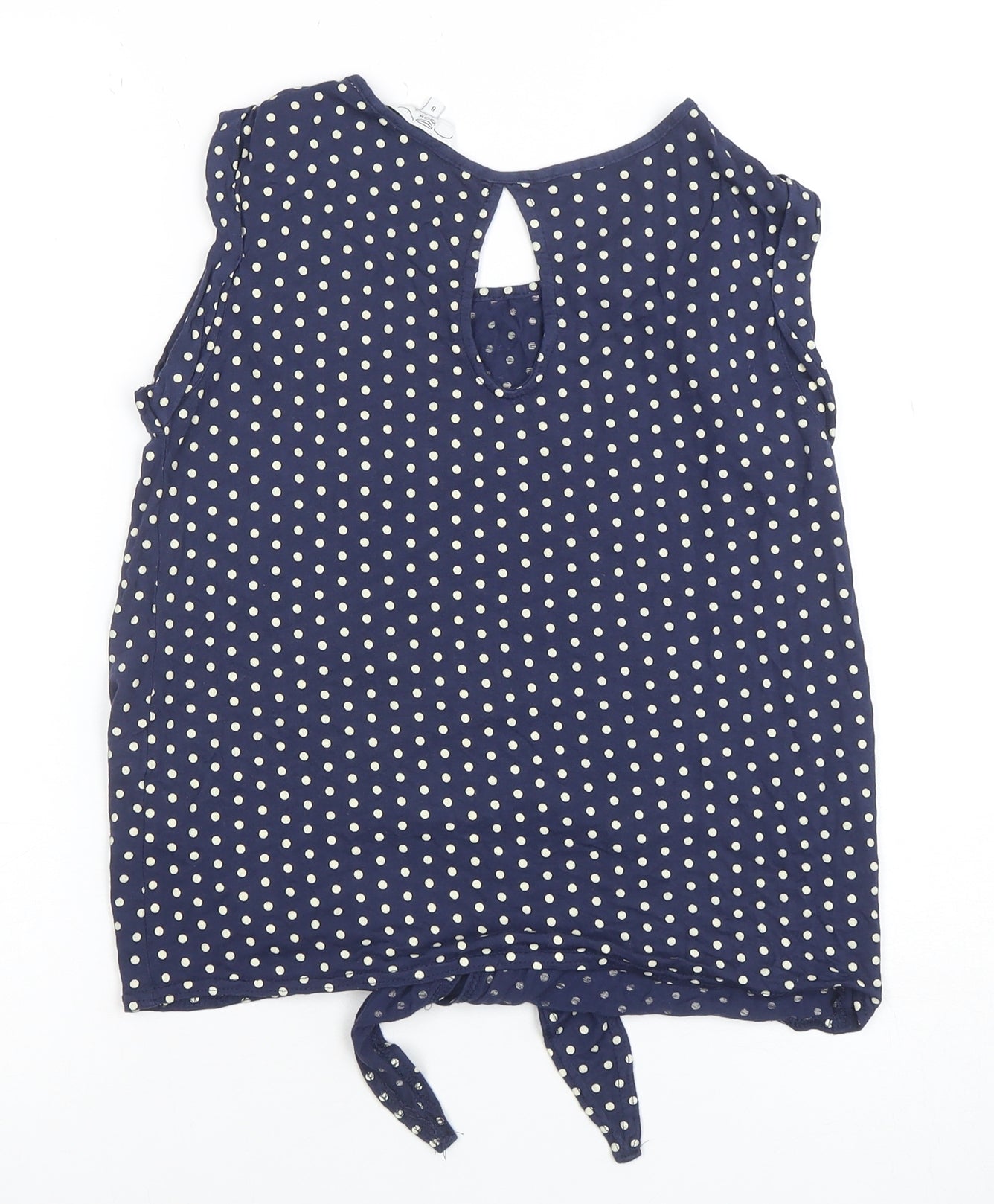 Look Women's Blue Polka Dot Sleeveless Cropped Blouse Size 8