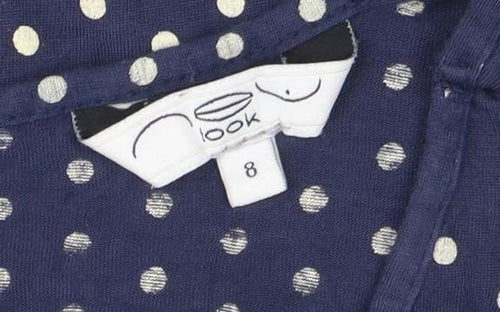 Look Women's Blue Polka Dot Sleeveless Cropped Blouse Size 8