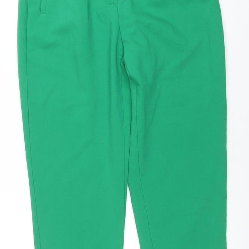 Zara Women's Green Slim Chino Trousers Size S Tapered Fit