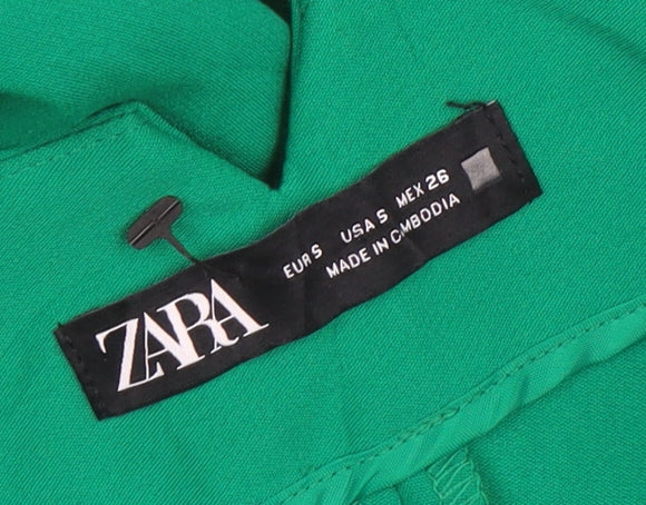 Zara Women's Green Slim Chino Trousers Size S Tapered Fit