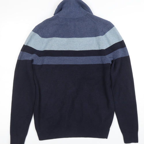 Marks and Spencer Women’s Blue Striped Small Half Zip Knit Jumper