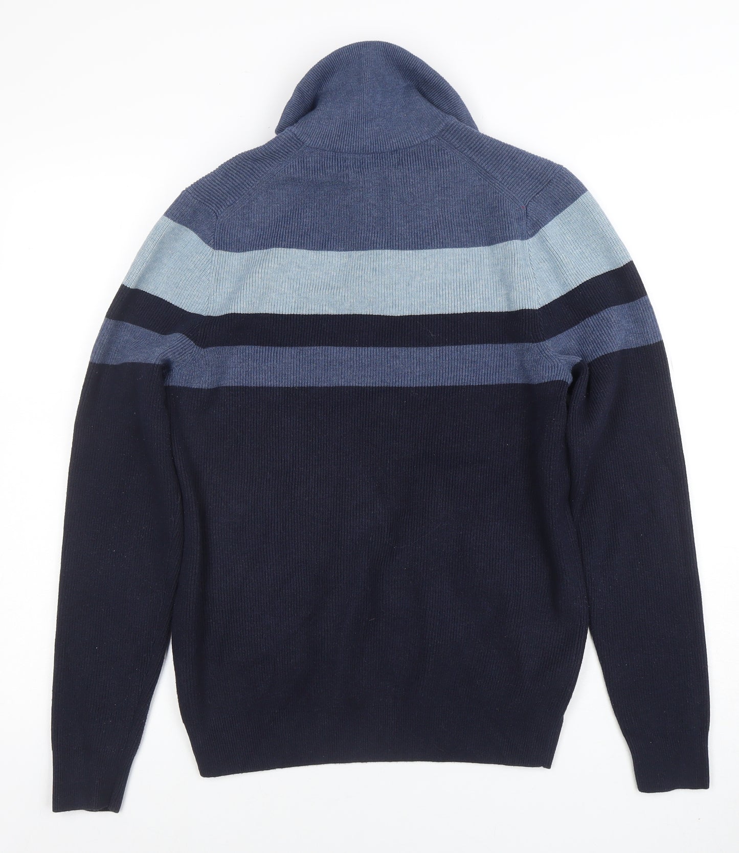Marks and Spencer Women’s Blue Striped Small Half Zip Knit Jumper