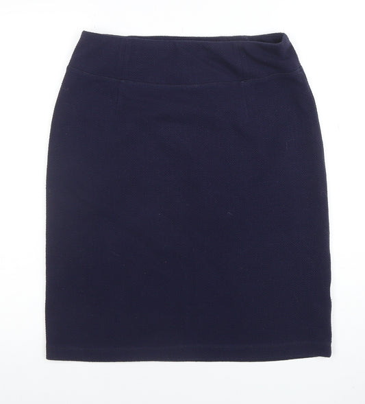 Marks and Spencer Women Blue Size 12 Pencil Skirt Stretch Workwear