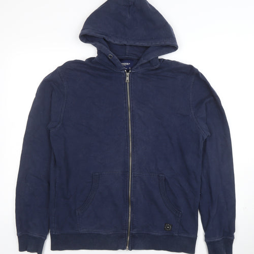 Springfield Men's Blue Full Zip Hoodie Size L Cotton Blend