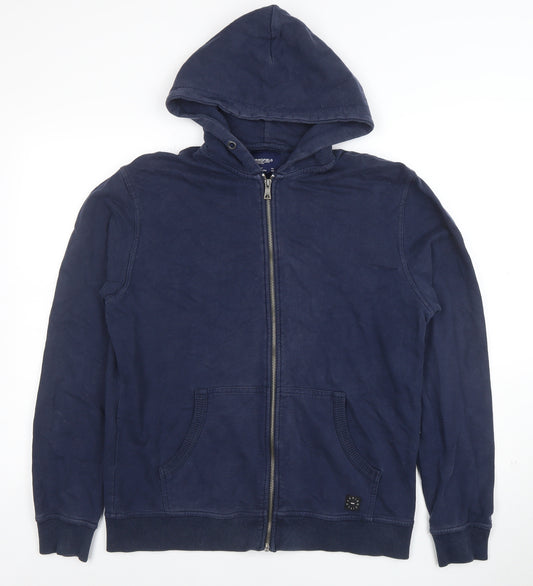 Springfield Men's Blue Full Zip Hoodie Size L Cotton Blend