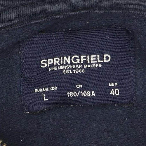 Springfield Men's Blue Full Zip Hoodie Size L Cotton Blend