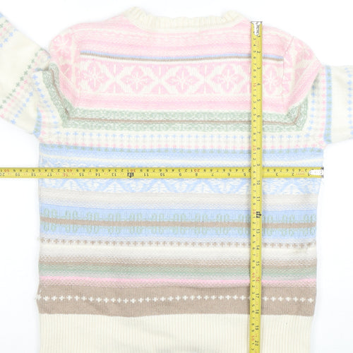 Woolovers Womens Multicoloured Fair Isle Wool Cotton Jumper Size S