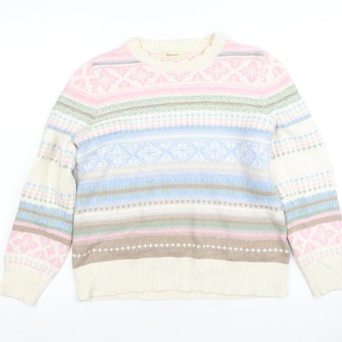 Woolovers Womens Multicoloured Fair Isle Wool Cotton Jumper Size S