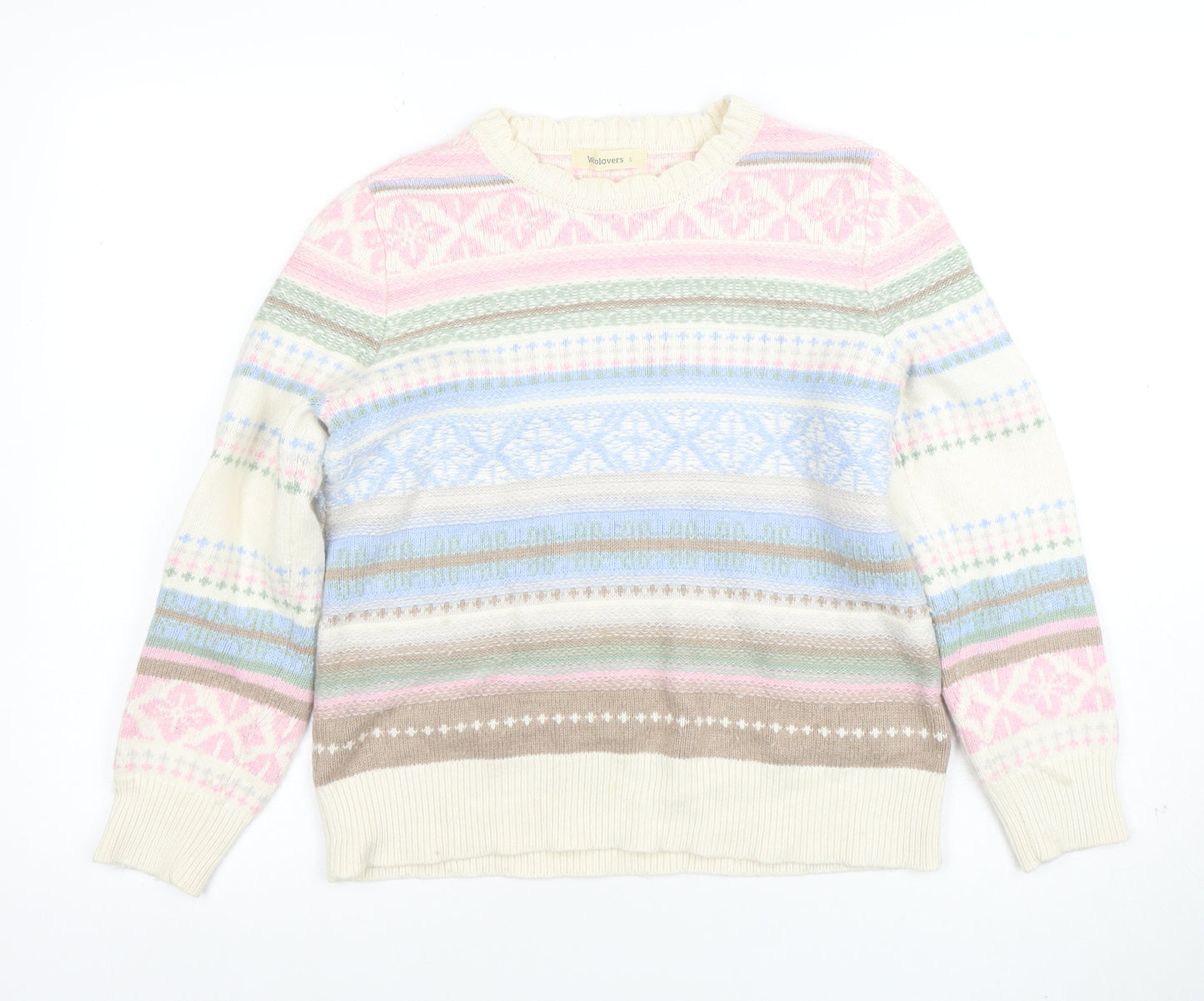 Woolovers Womens Multicoloured Fair Isle Wool Cotton Jumper Size S
